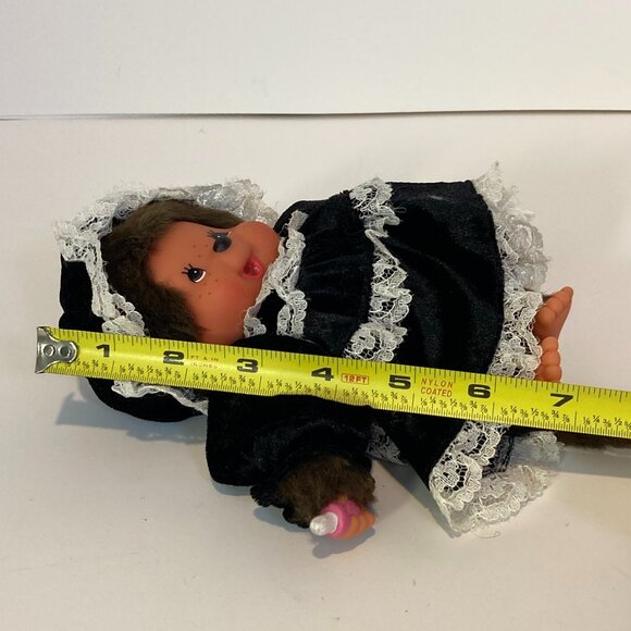 Monchhichi Bebichhichi Maid Black White Doll Stuffed Plush Toy Sekiguchi Japan - Picture 2 of 13